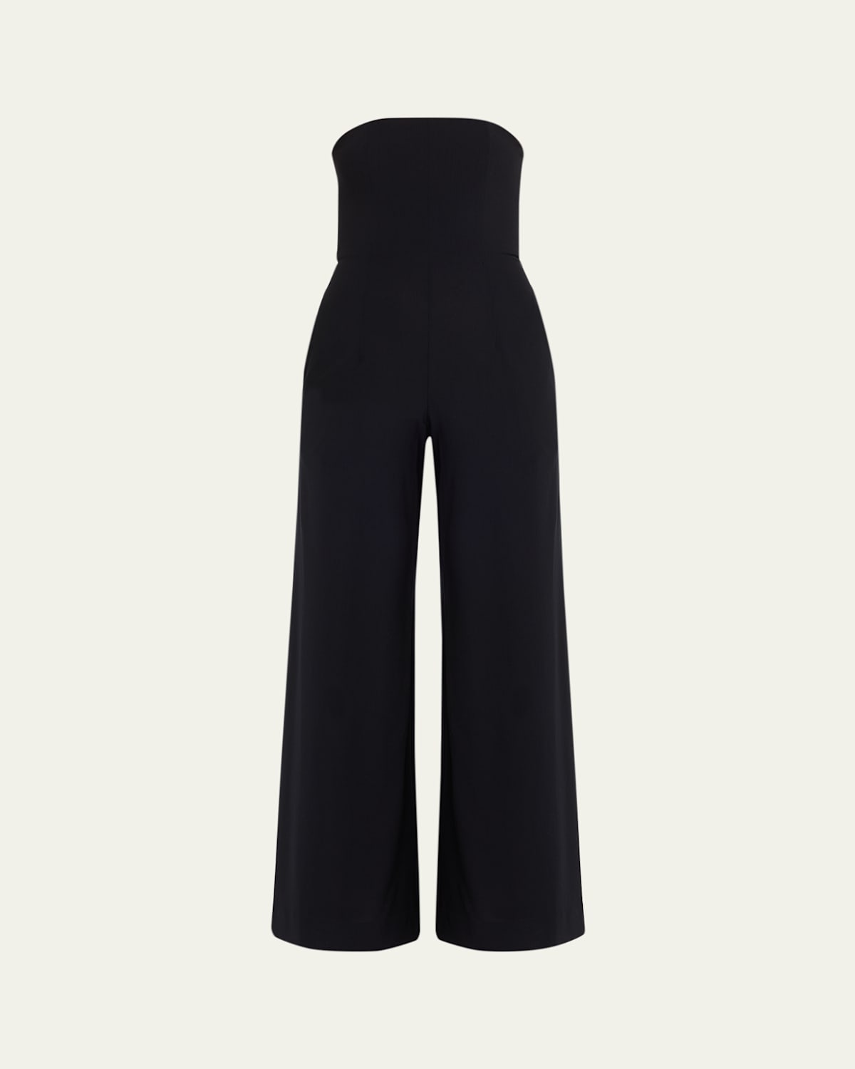 Twp Jade Strapless Wide-leg Crepe Jumpsuit In Black