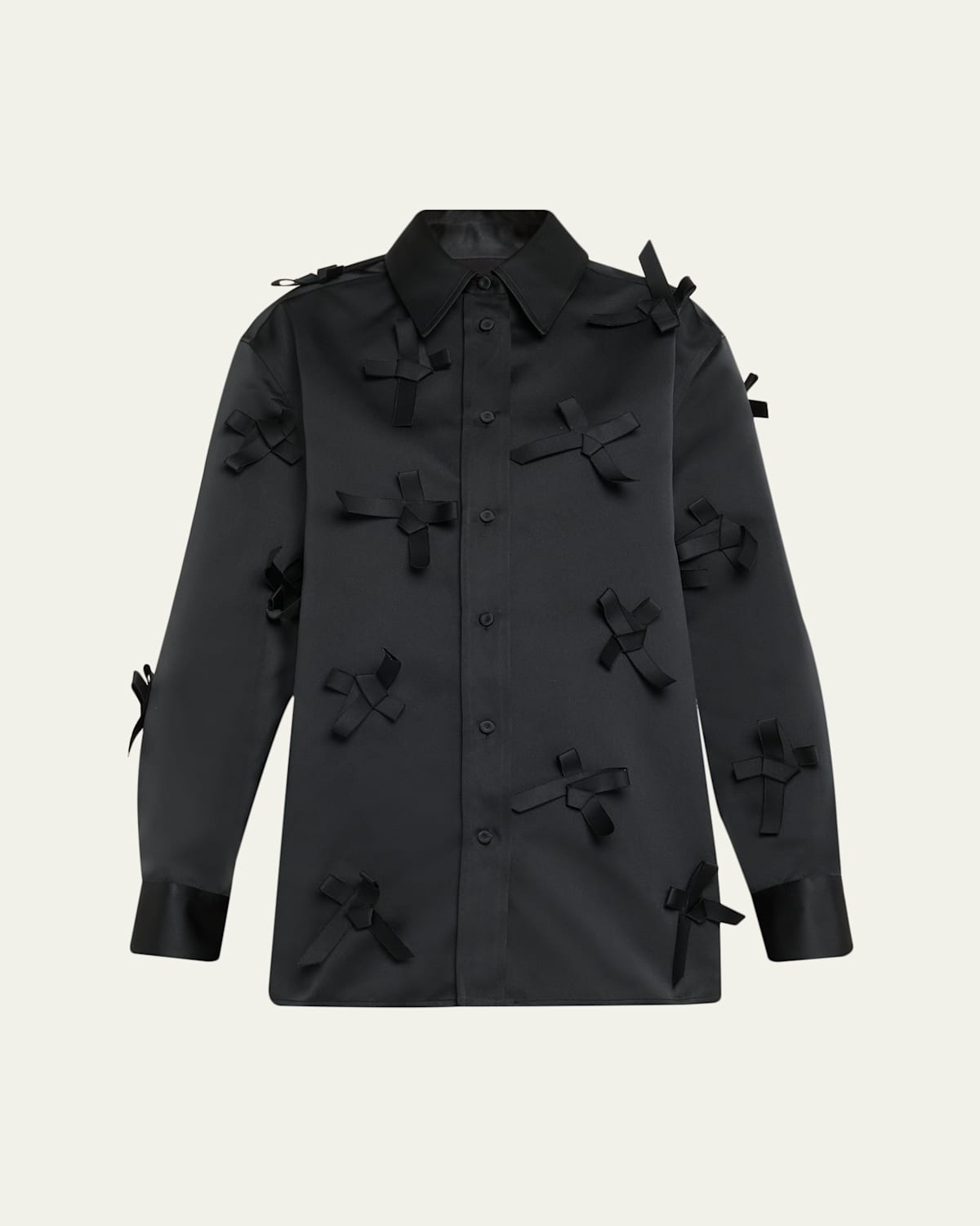 Jil Sander Bow Embellished Button-down Shirt In Black
