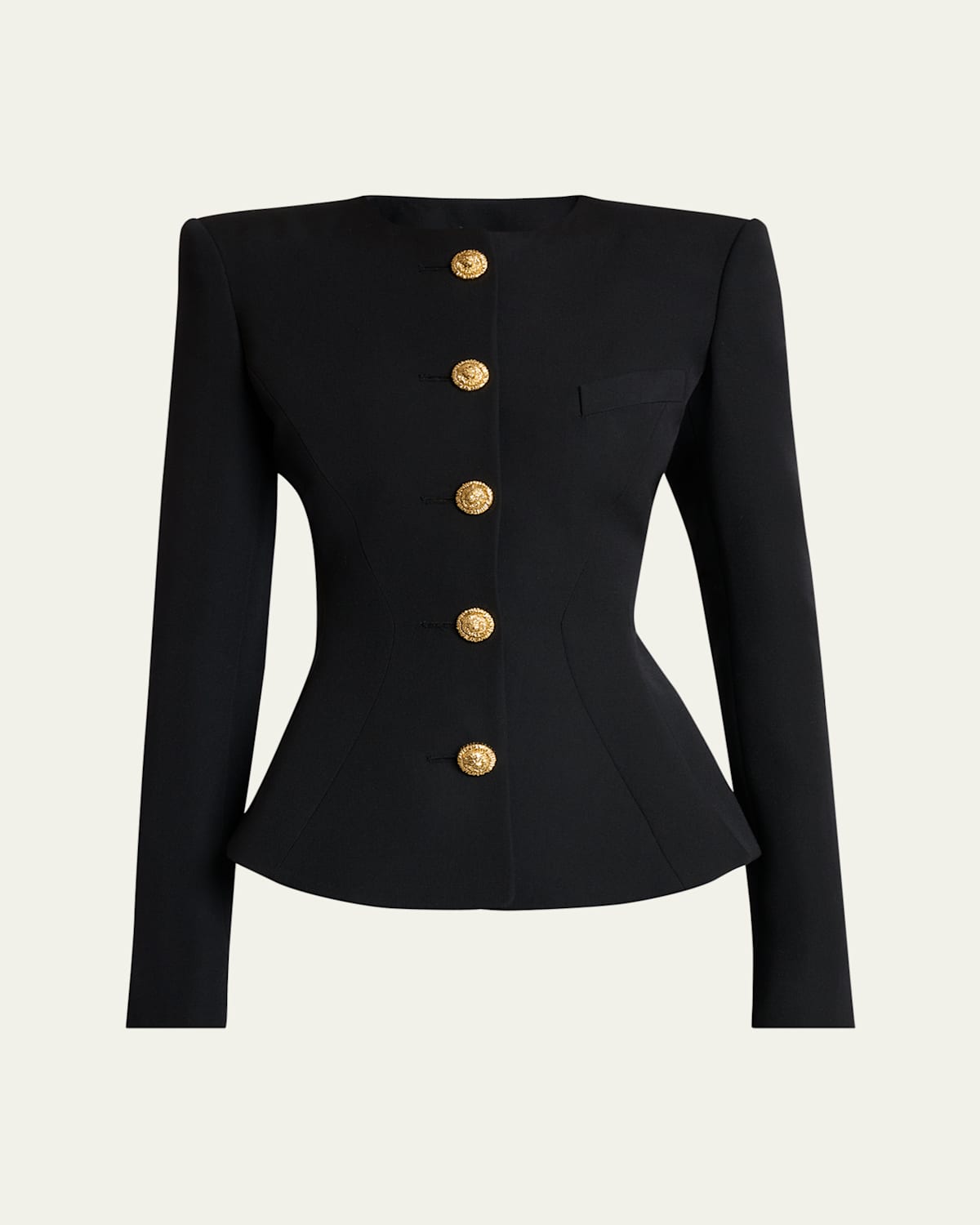 Balmain Single-breasted Grain De Poudre Basque Jacket In Black
