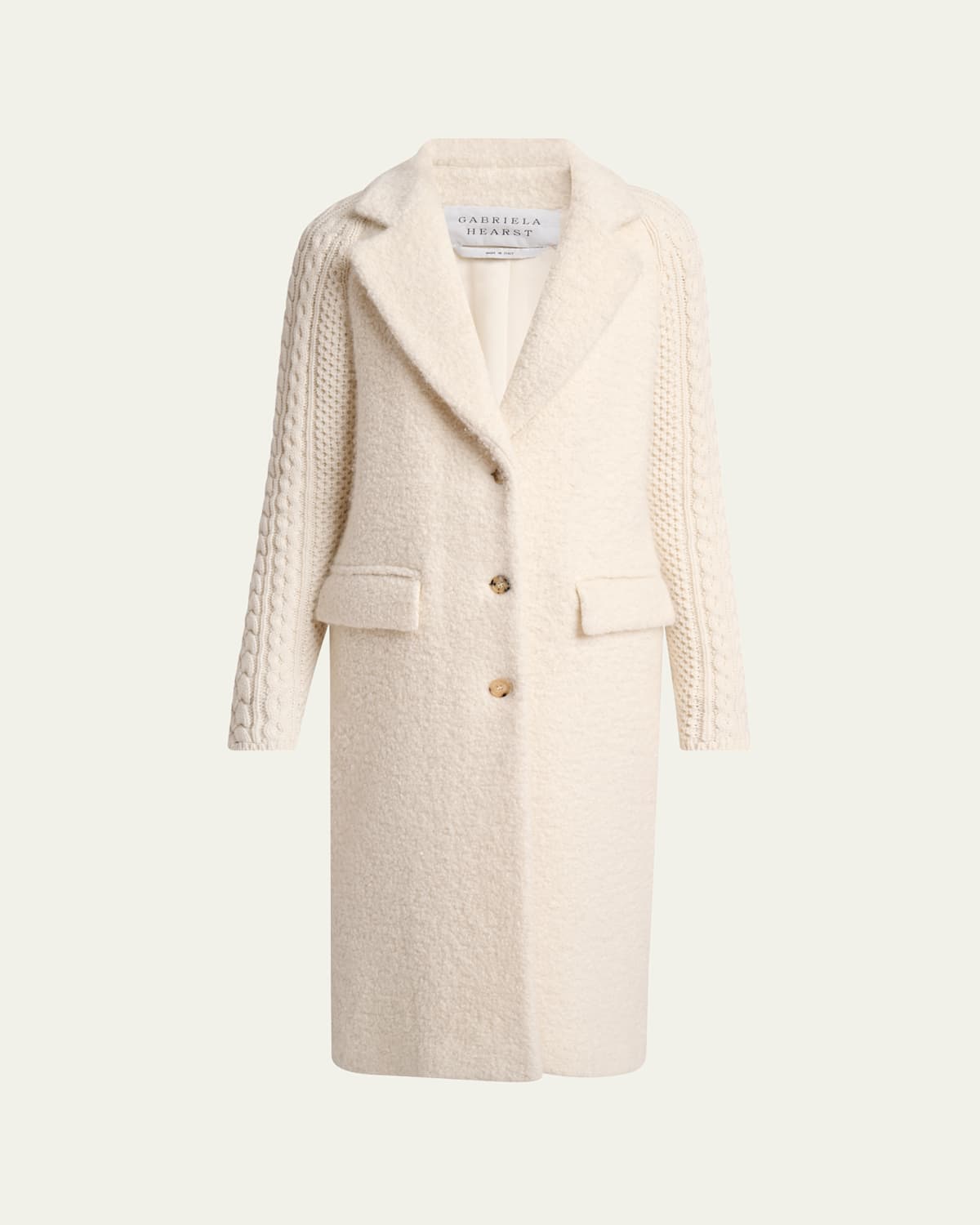Gabriela Hearst Charles Fisherman-sleeves Single-breasted Boucle Coat In Neutral