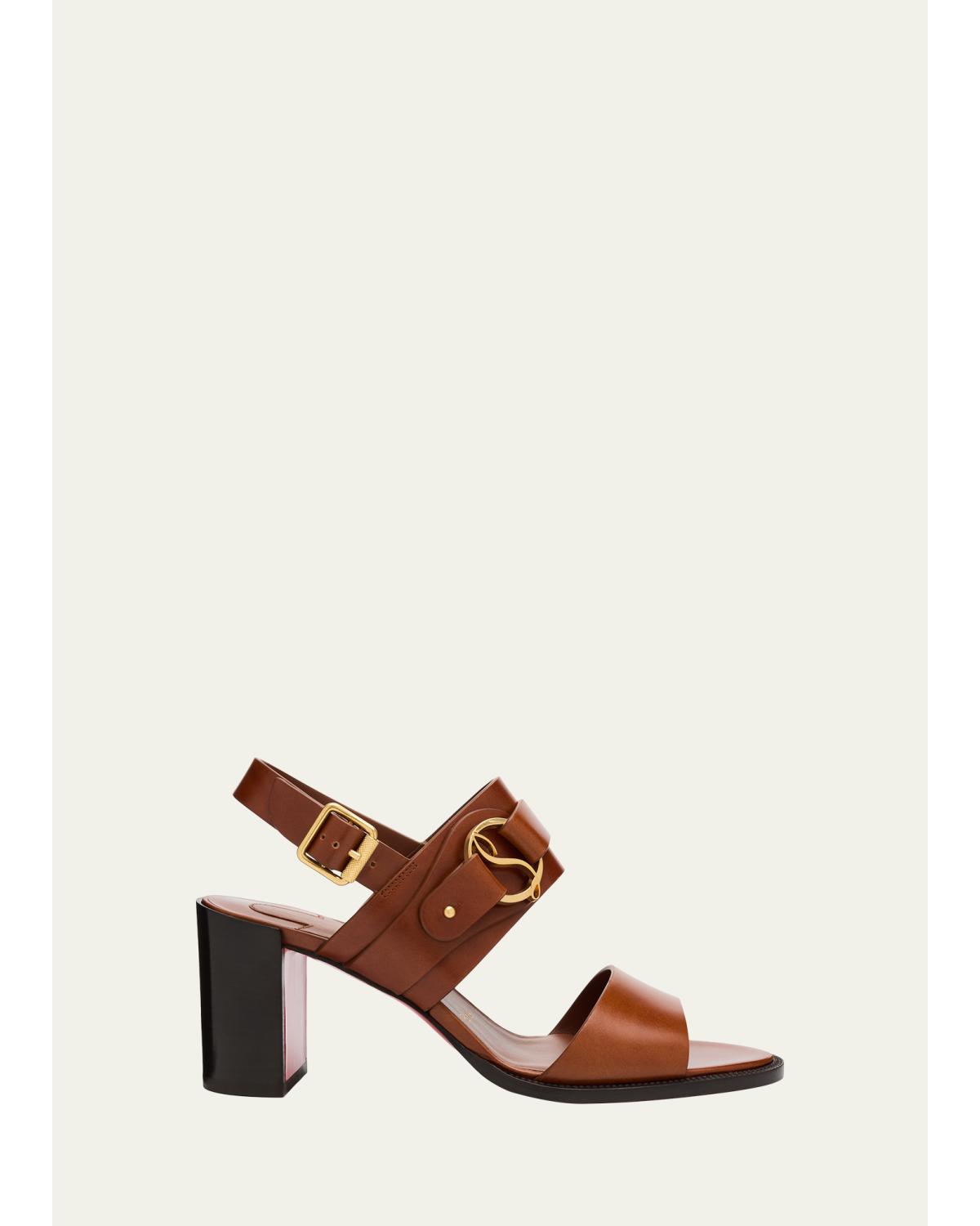 70mm Her in Roma Leather Block-Heel Sandals