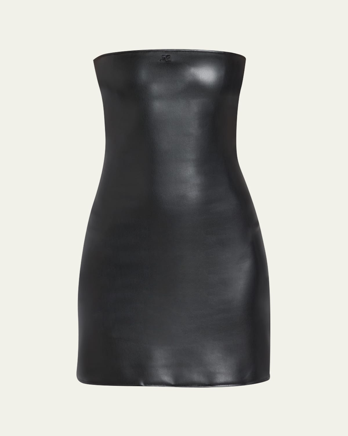 Courrèges Strapless Faux Leather Mini Dress In Multi