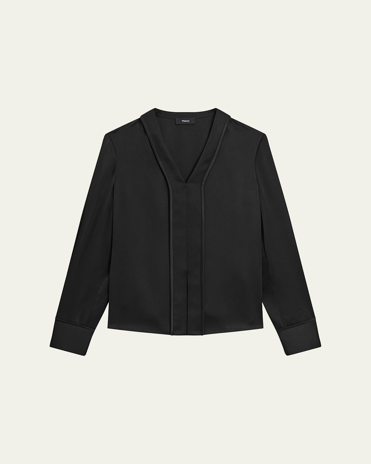 Theory Long-sleeve Satin Blouse In Black