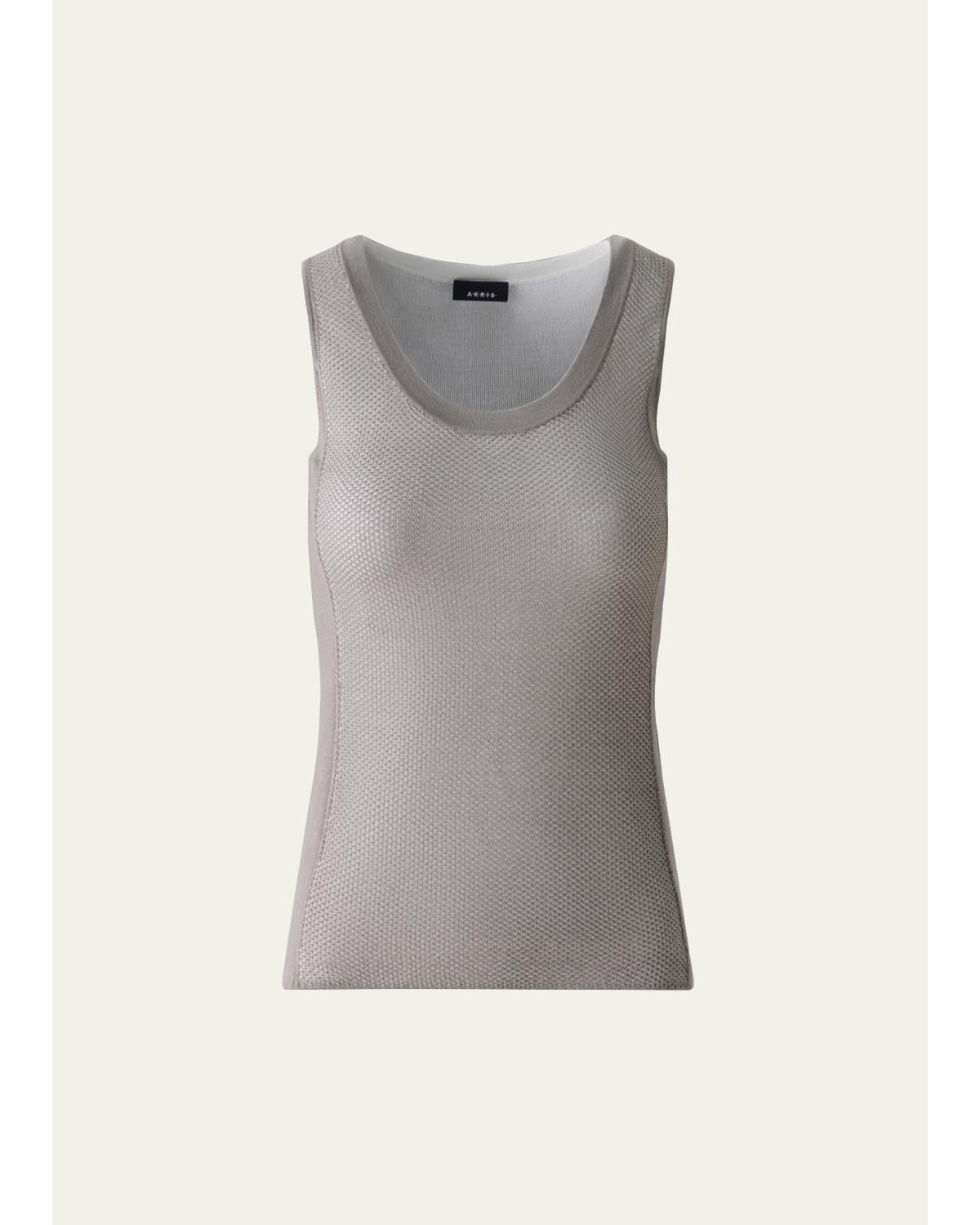 Two-Tone Grid Knit Tank Top
