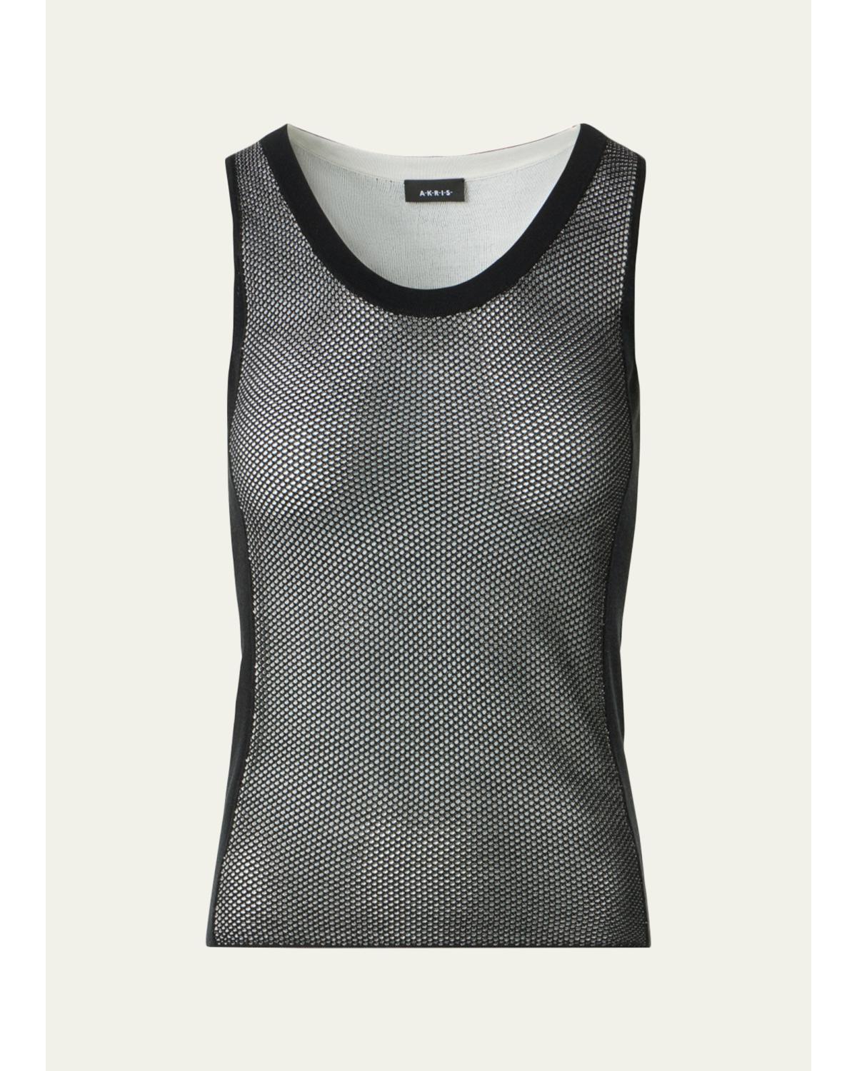 Two-Tone Grid Knit Tank Top