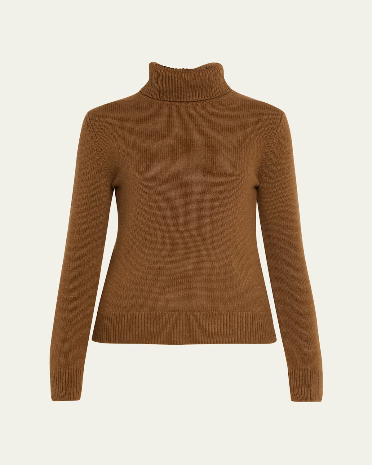 Ralph Lauren Cashmere Turtleneck Sweater With Ribbed Cuffs And Hem In Brown