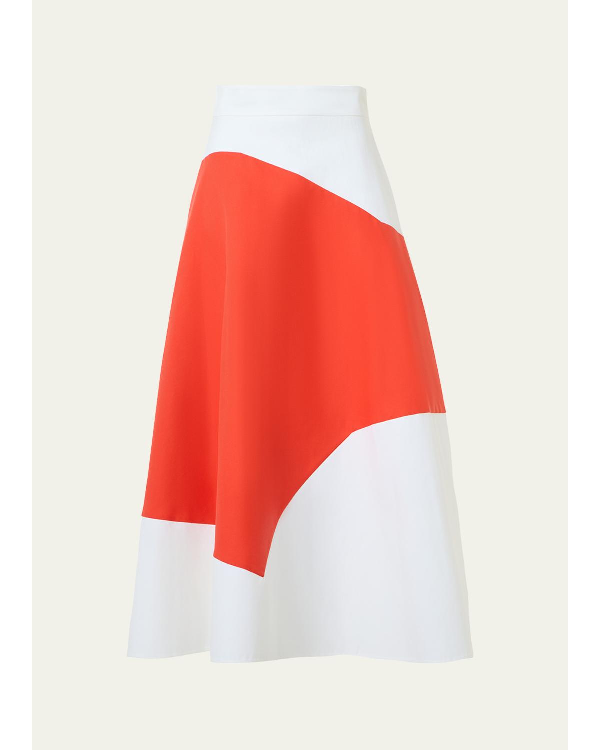 Patchwork Cotton Midi A-Line Skirt