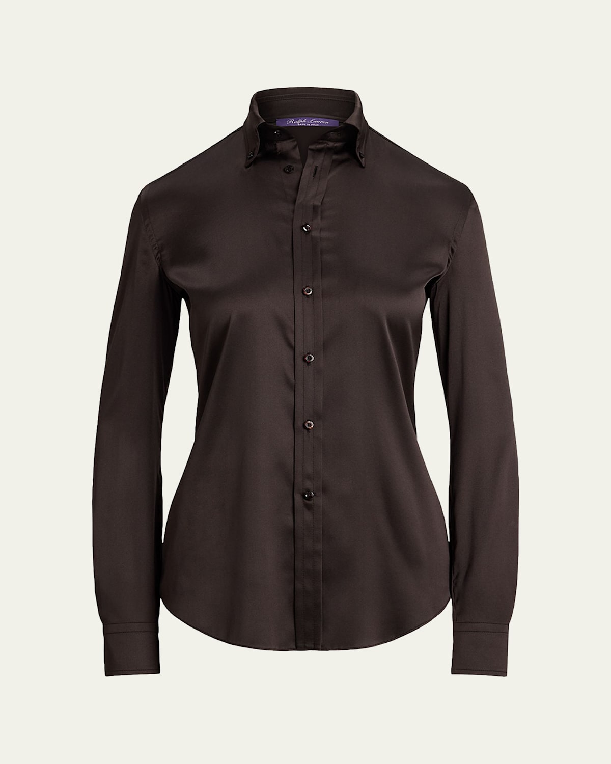 Ralph Lauren Cameron Stretch Silk Charmeuse Button-down Shirt In Brown