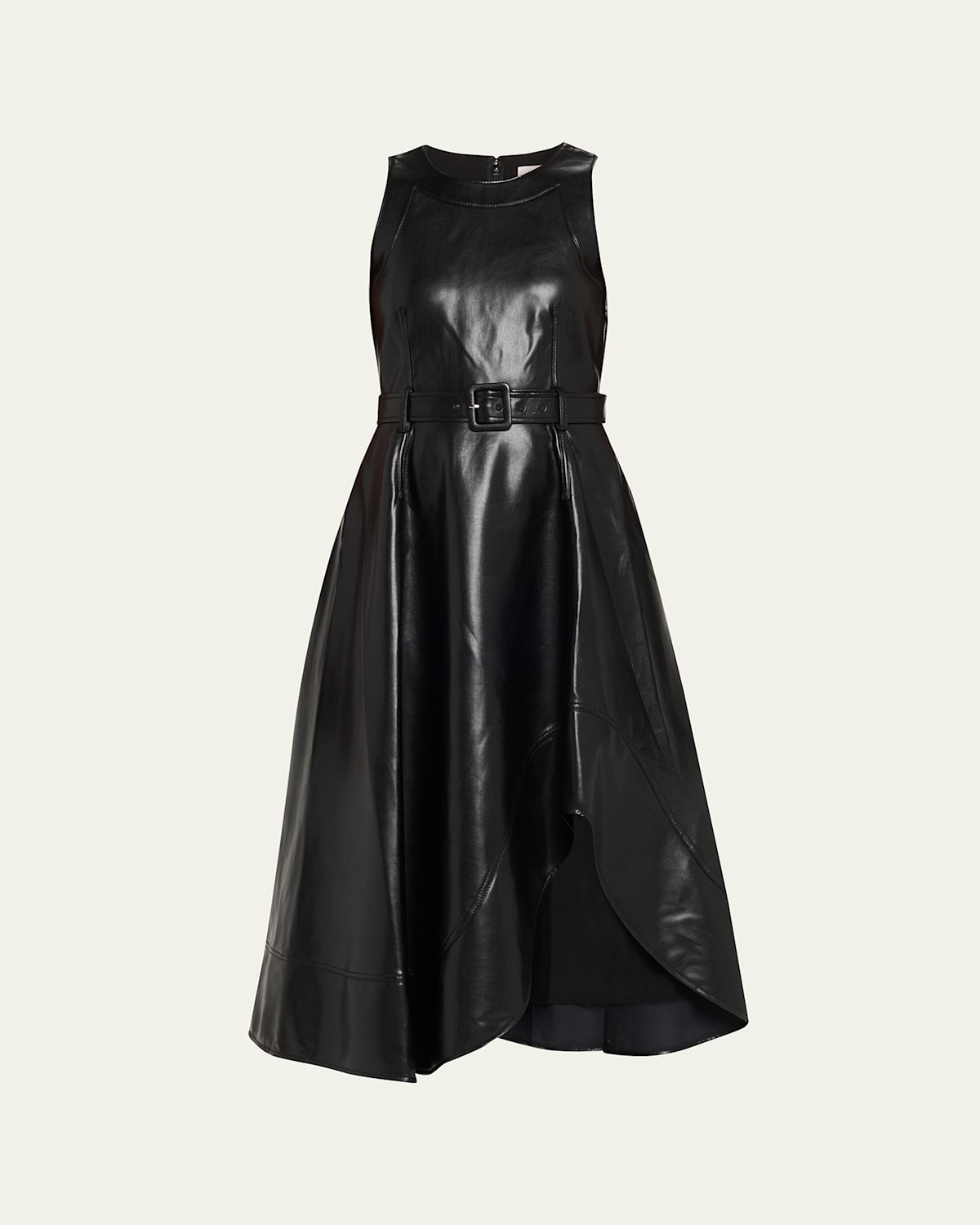 Cinq À Sept Vegan Leather Zelda Midi Dress In Black
