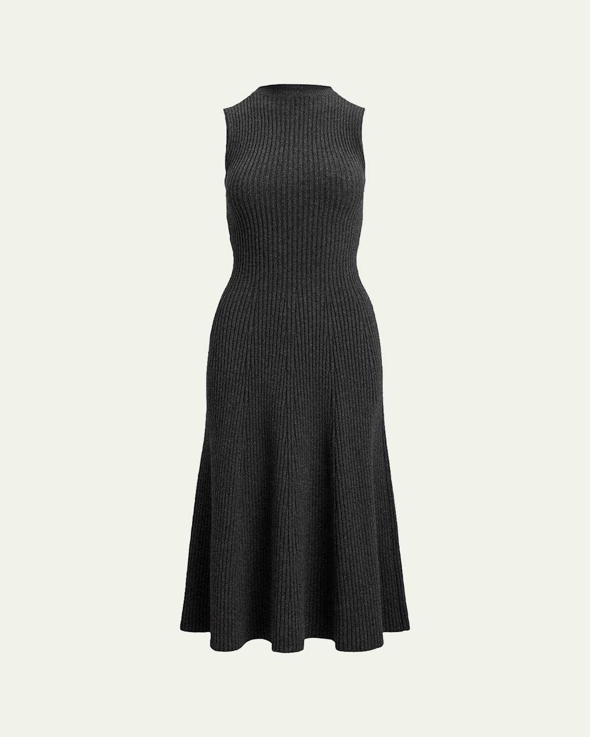 Ralph Lauren Cashmere Rib Sleeveless Midi Day Dress In Gray