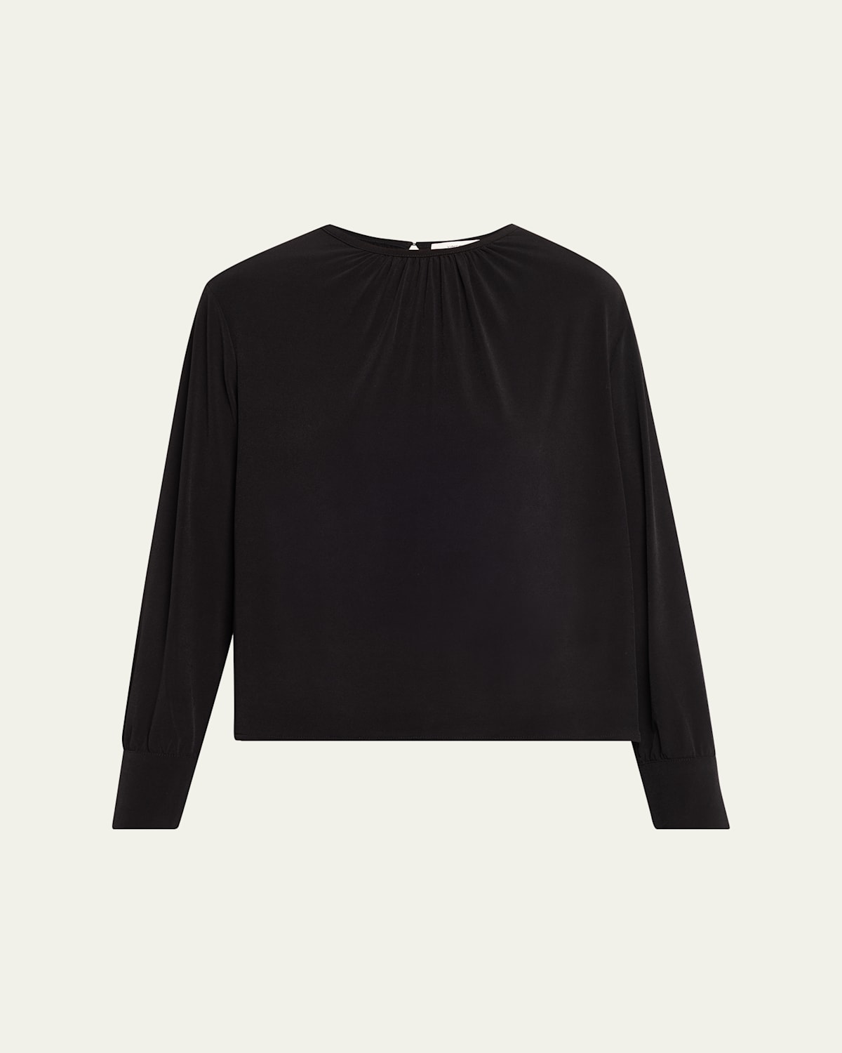 Gathered Long-Sleeve Crepe Blouse