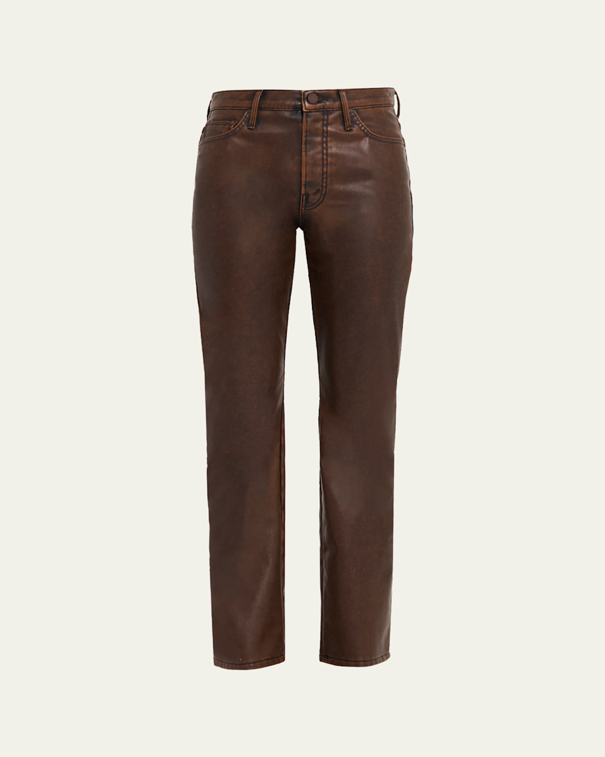 Mother The Insider Sneak Coated Jeans In Brown