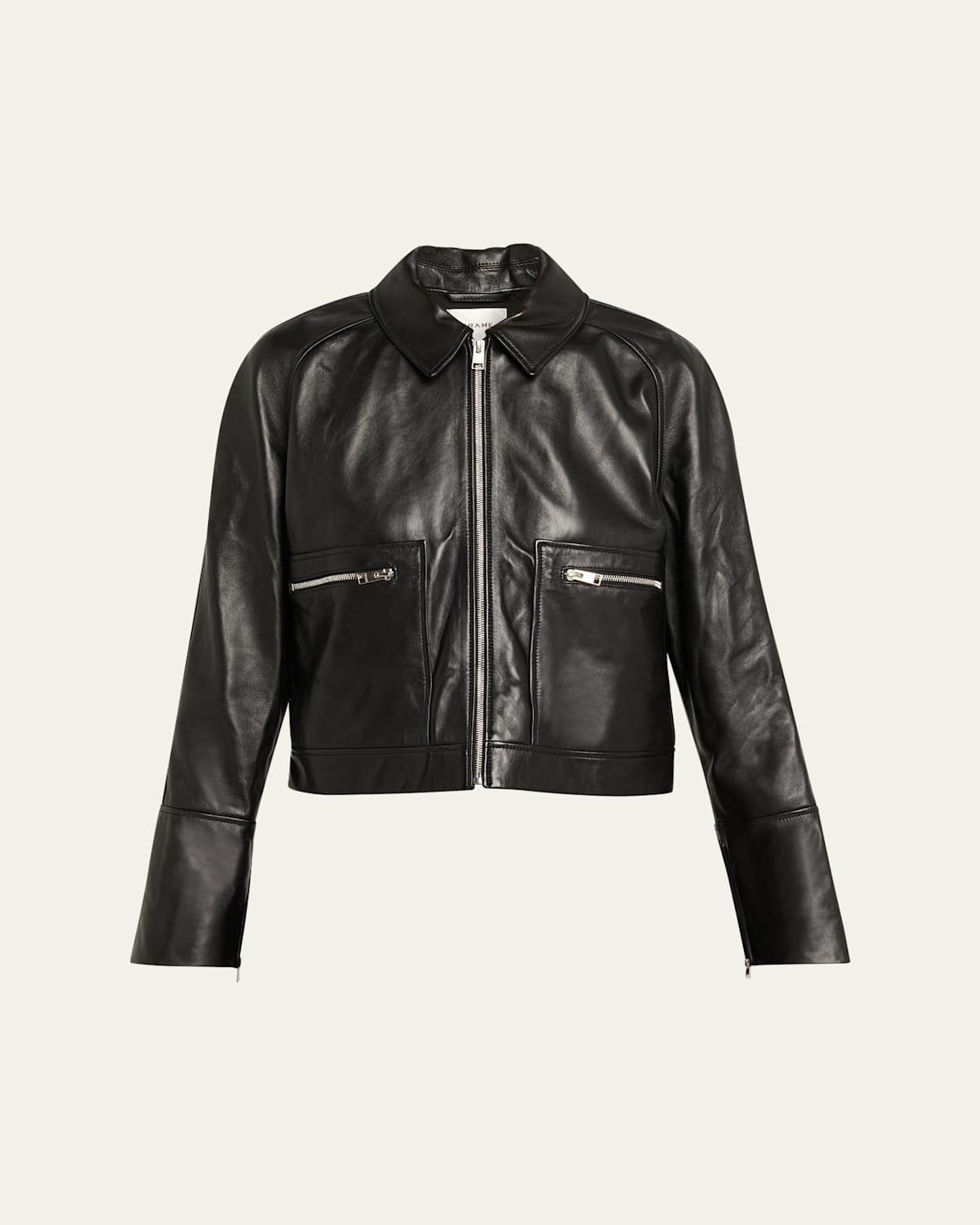 Frame The Leather Zip Jacket In Black