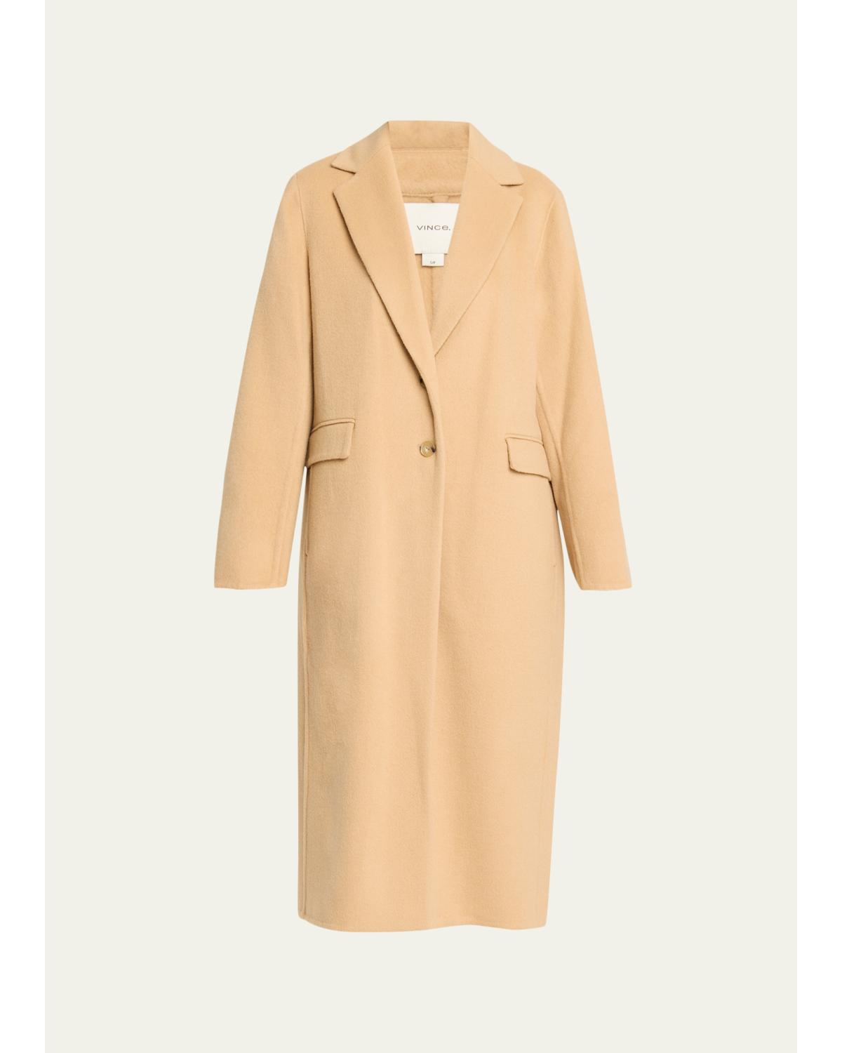 Cashmere-Wool Single-Breasted Coat