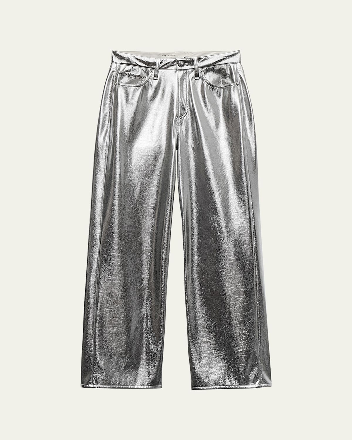 Rag & Bone Logan Metallic Faux-leather Jeans In Silver