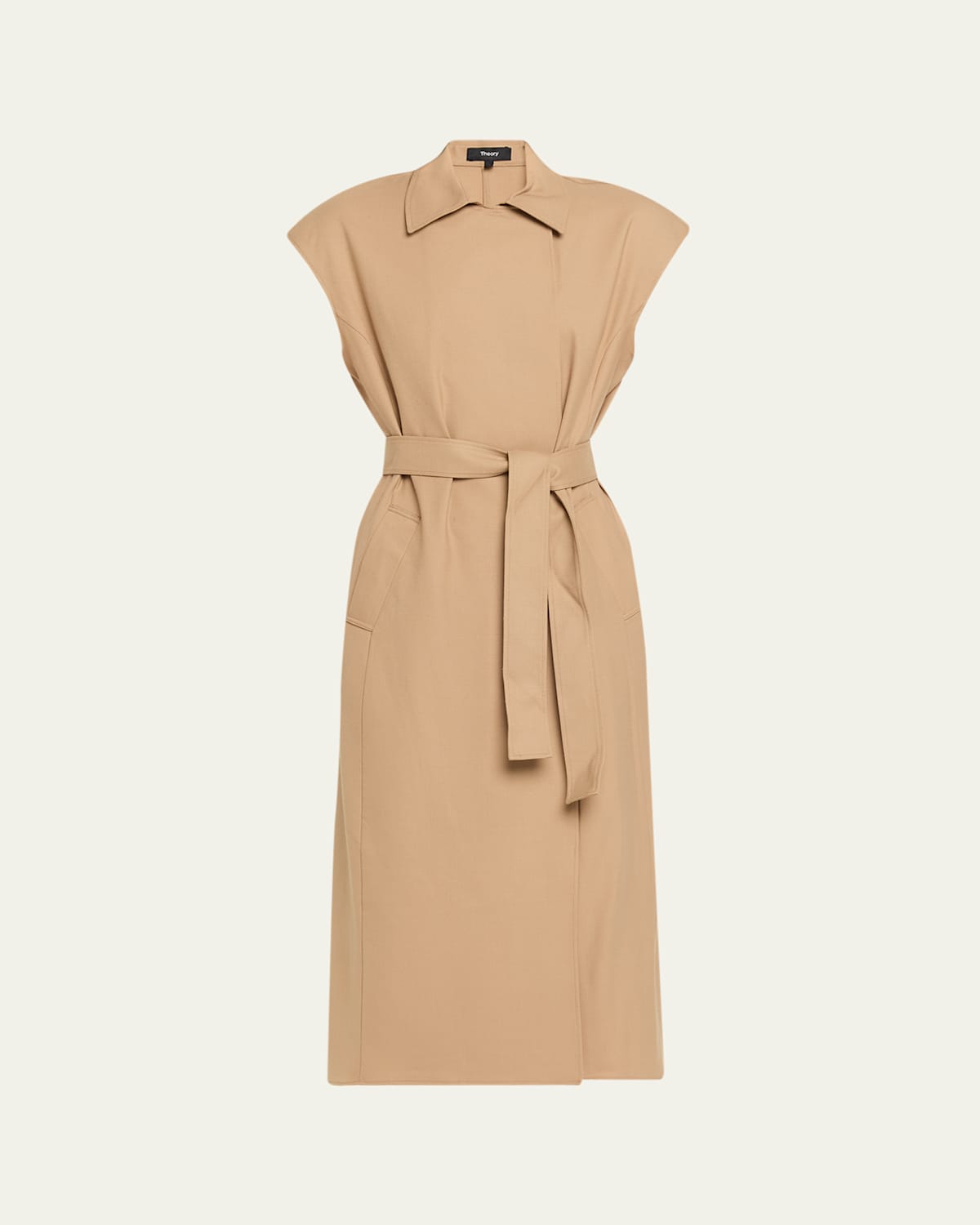 Theory Trench-style Wool Maxi Dress In Neutral