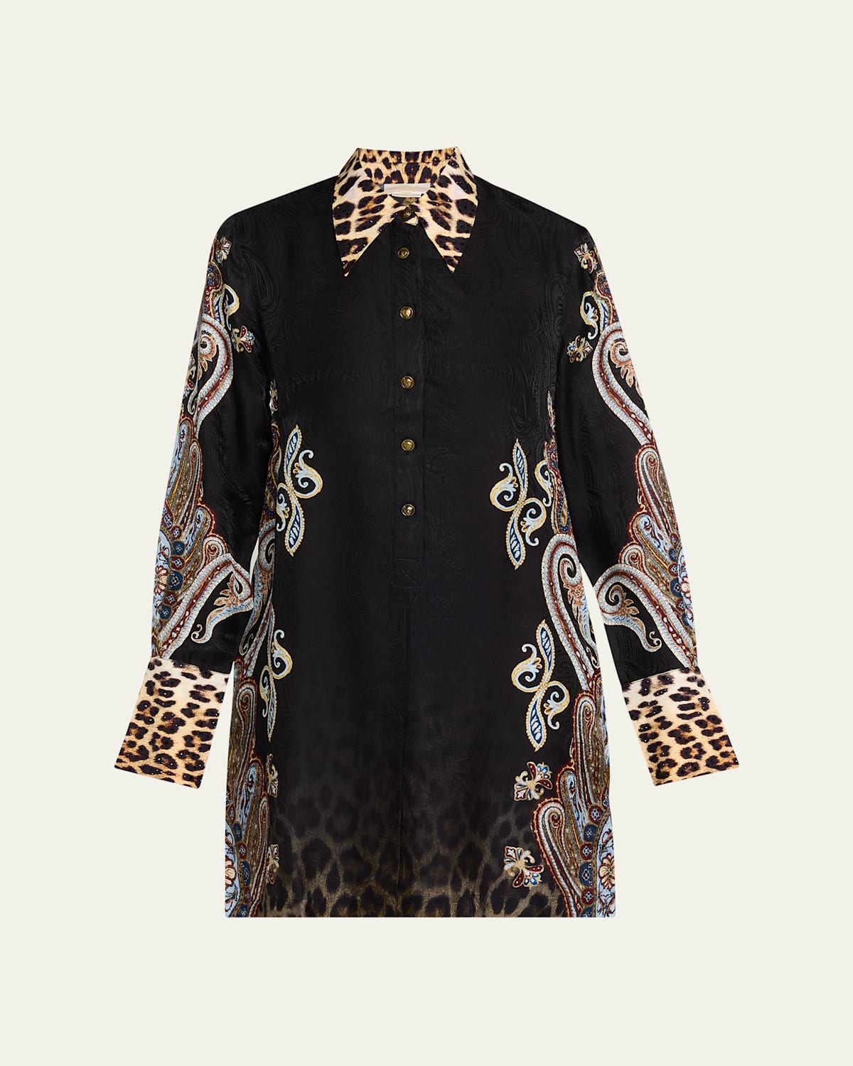 Camilla Istanbul Animalia Mini Shirtdress In Black