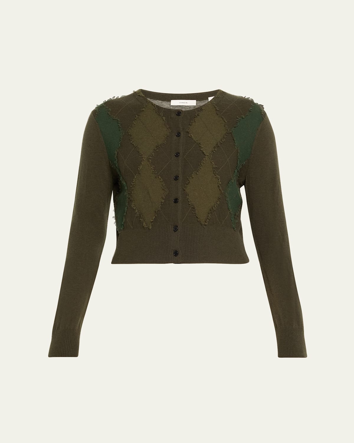 Vince Cashmere And Wool Argyle Cardigan In Brown
