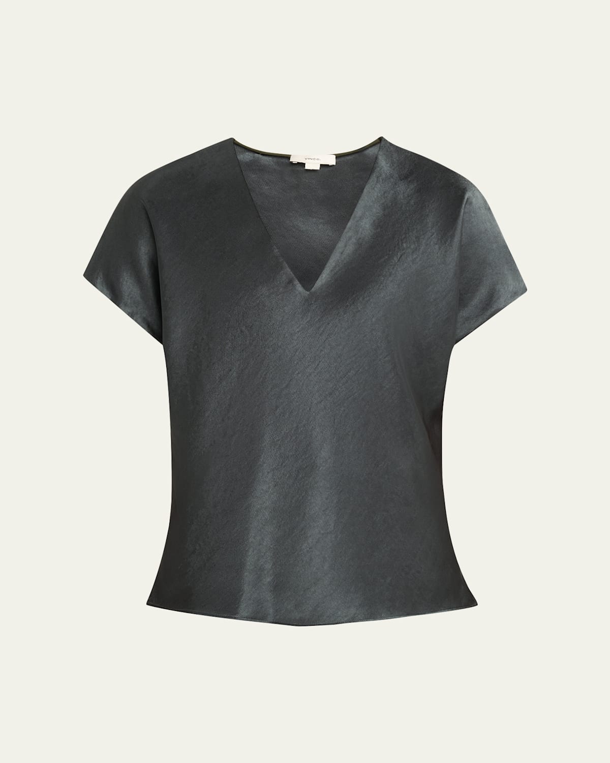 Vince Satin V-neck Blouse In Gray