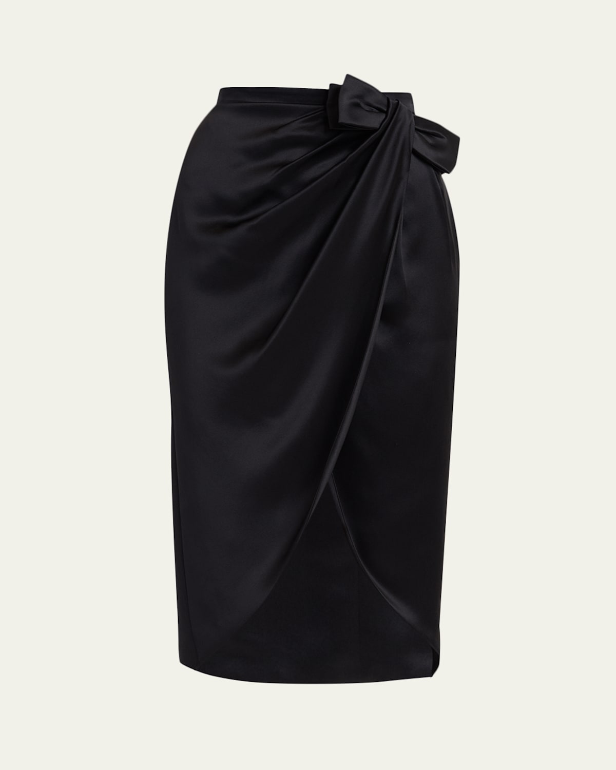 Draped Silk Bow Midi Tulip Skirt