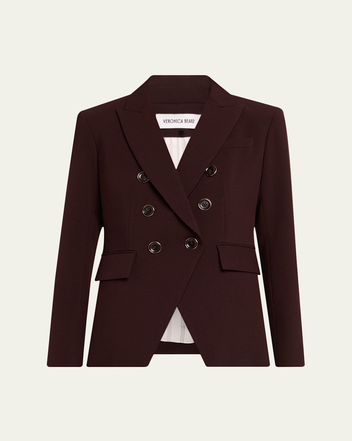 Veronica Beard Miller Dickey Double-breasted Woven Blazer In Brown