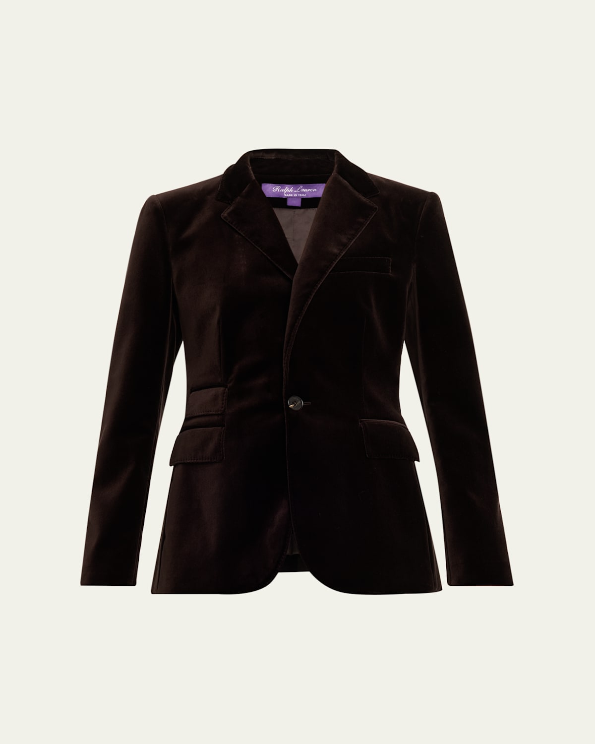 Ralph Lauren Parker Stretch Velvet Single-breasted Jacket In Brown