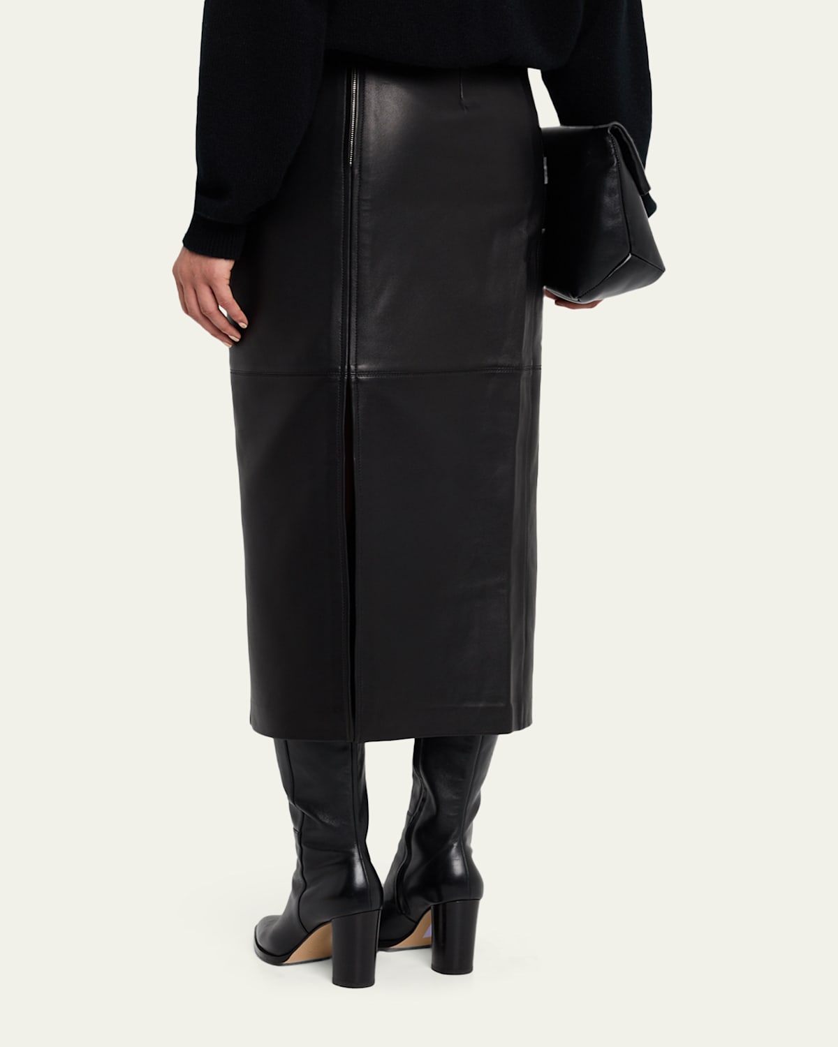 Marta Leather Midi Skirt