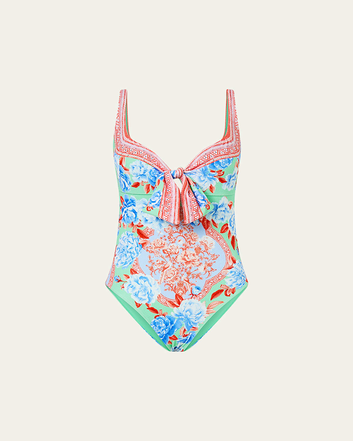 Camilla Sweetheart Neck One Piece With Tie Front Topkapi Pop In Multi