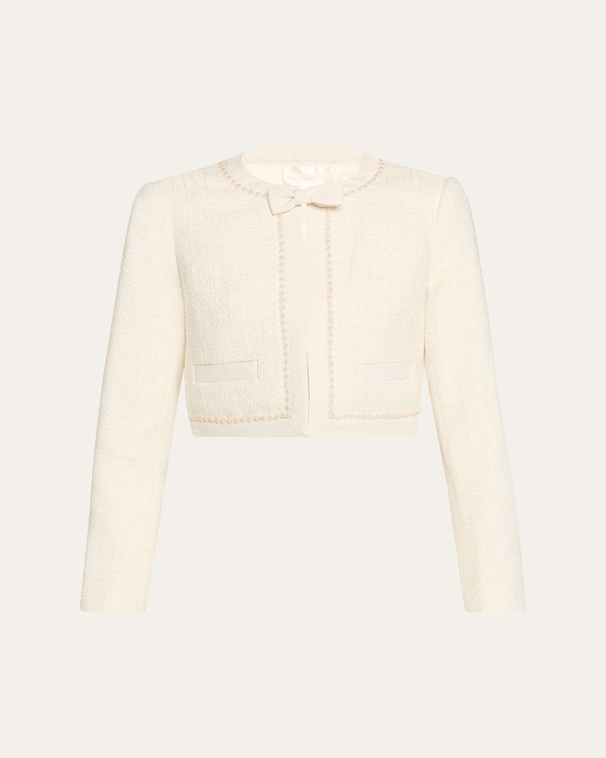 Loveshackfancy Ralphette Cropped Tweed Jacket In White