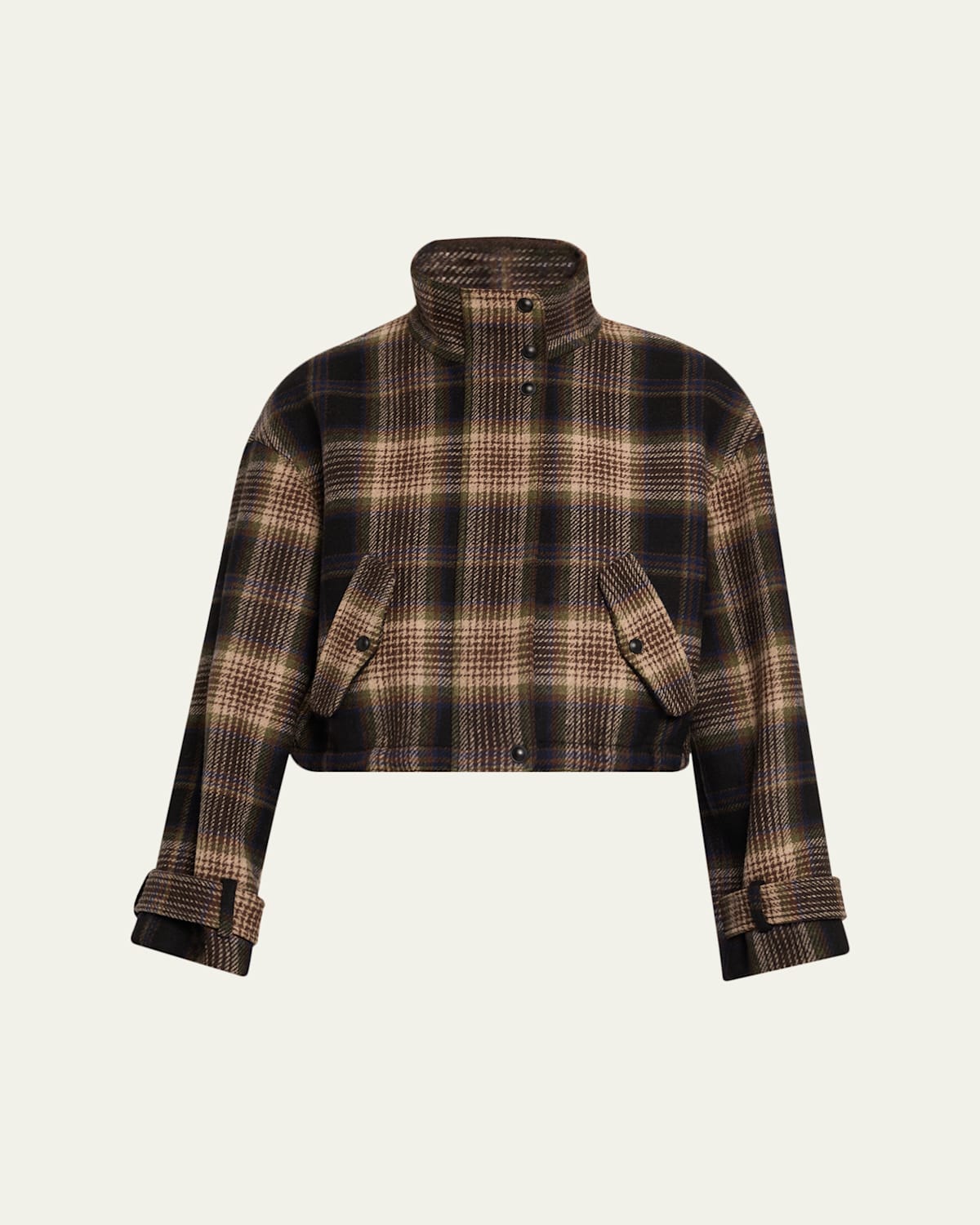 Veronica Beard Bateman Plaid Wool Blend Jacket In Brown