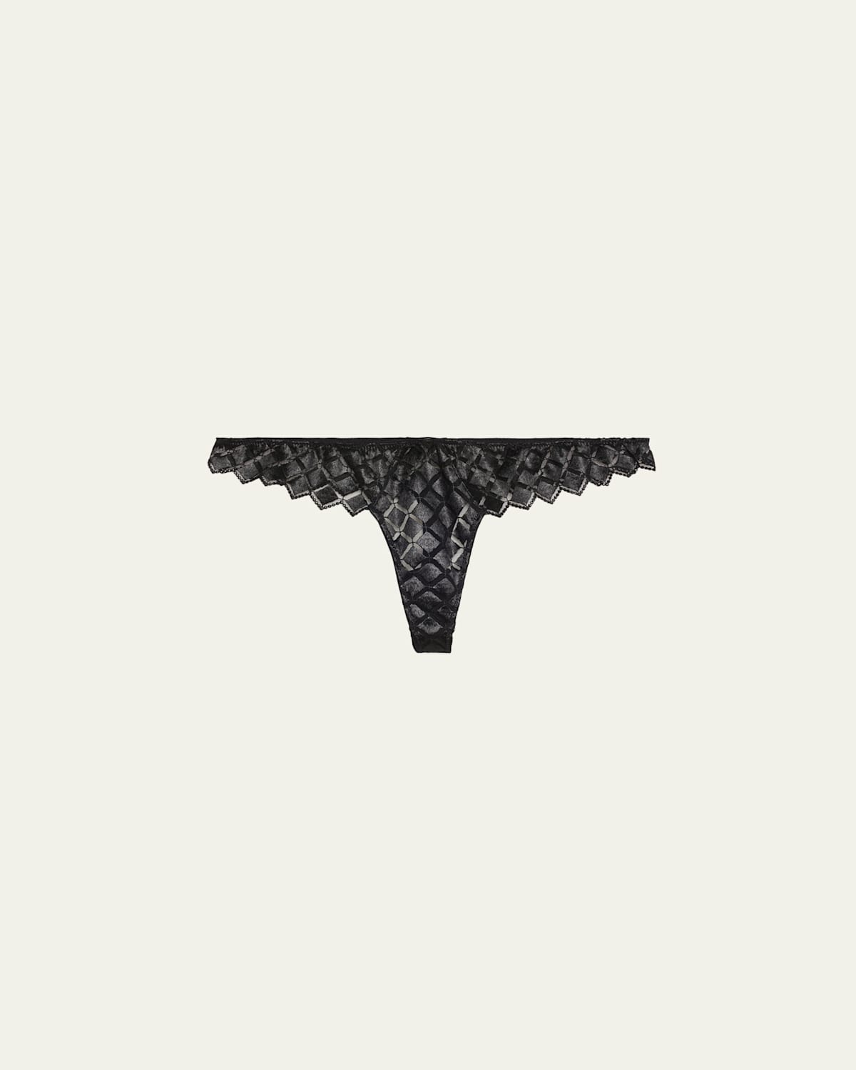 Kiki De Montparnasse Lamine Diamond-embroidered Thong In Black