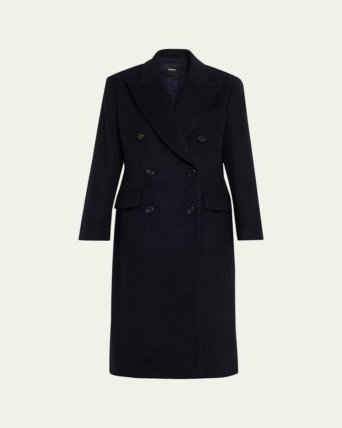 Theory Double-breasted Wool-blend Coat In Black
