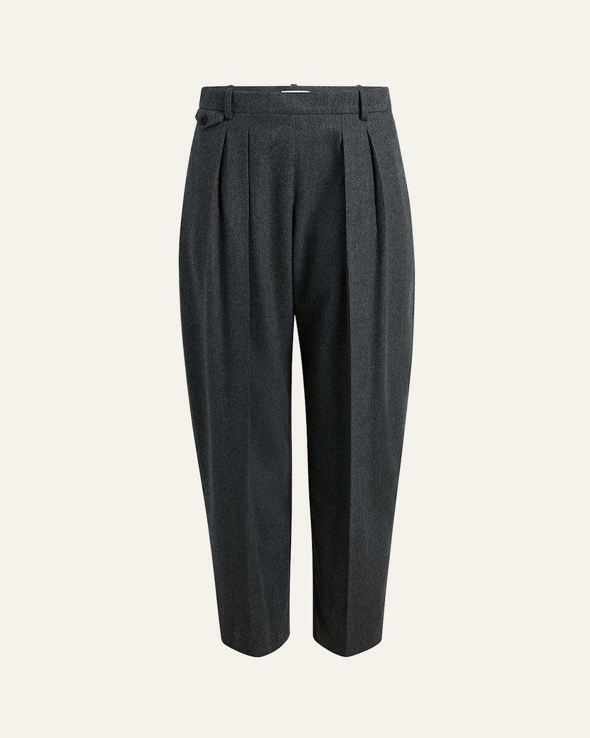 Khaite Dugan Pleated Tapered-leg Ankle Pants In Gray