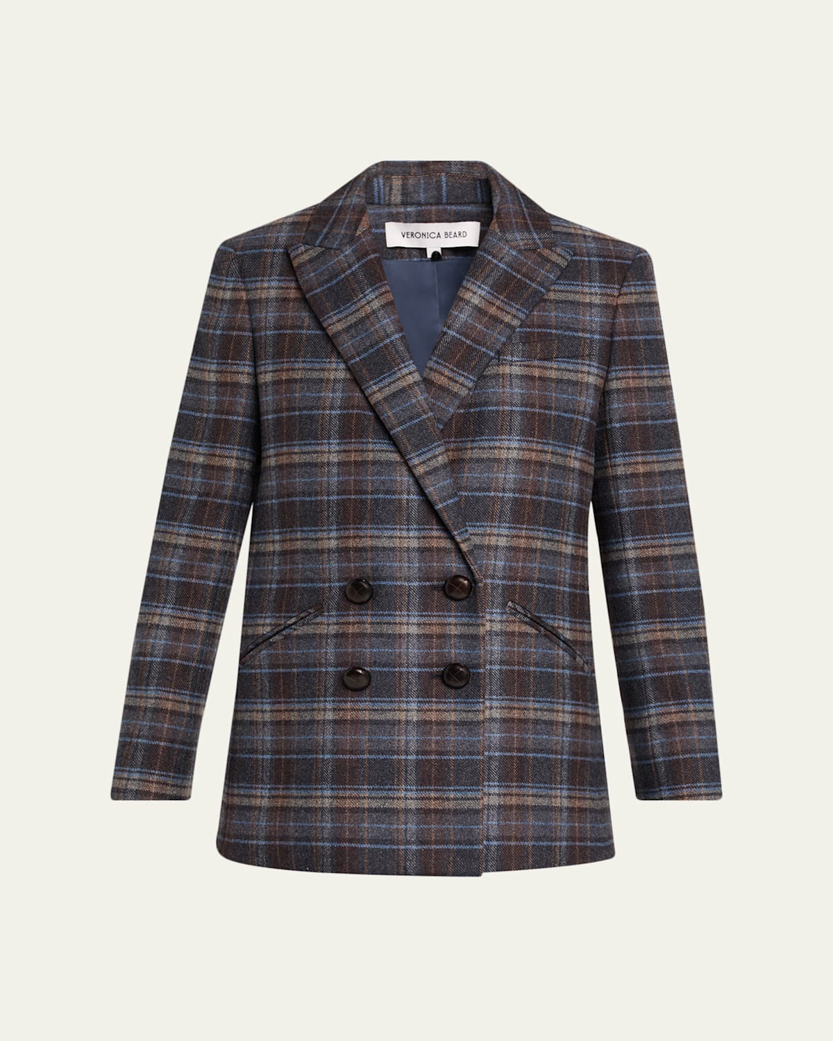 Veronica Beard Oria Plaid Dickey Jacket In Brown