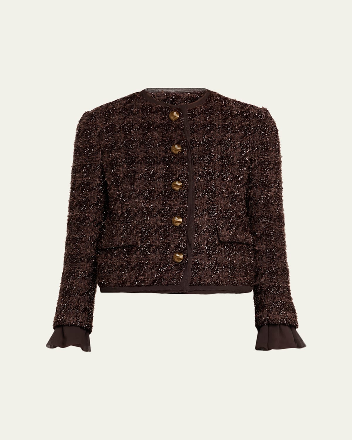 Veronica Beard Audrina Metallic Tweed Jacket In Brown