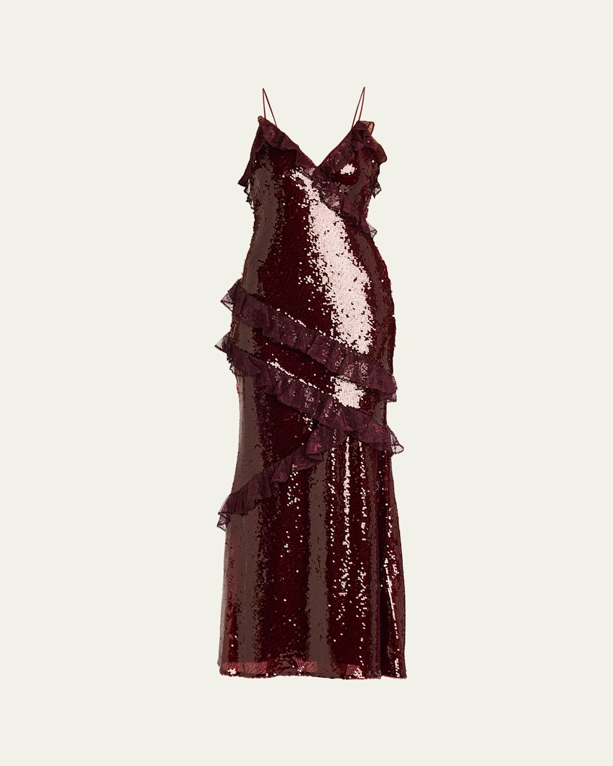 Loveshackfancy Rialto Sequined Maxi Dress In Burgundy
