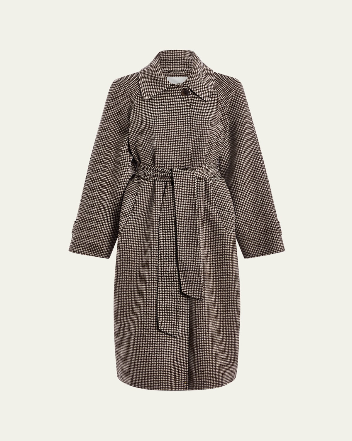 Varley Tomlinson Belted Houndstooth Coat In Brown