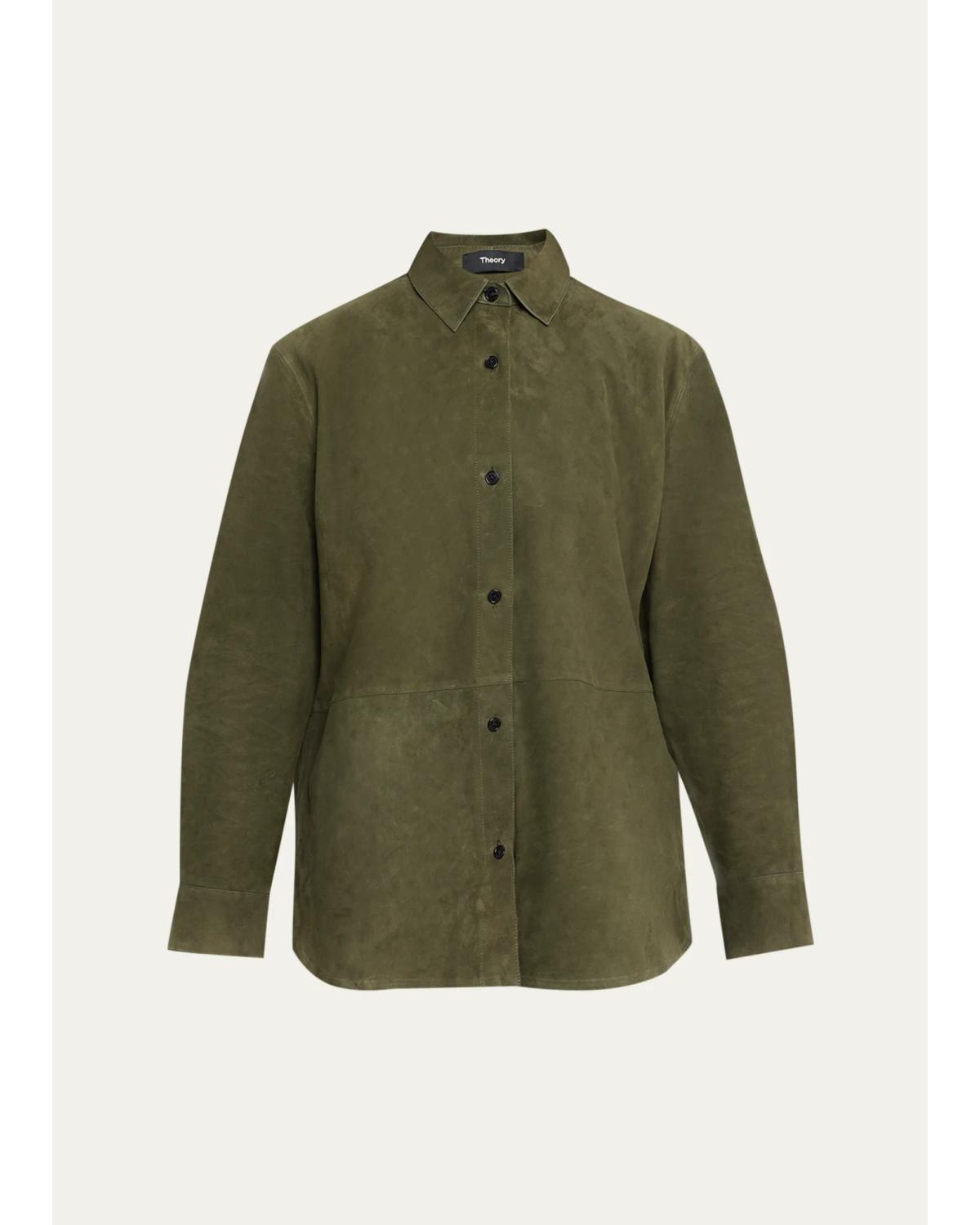 Long-Sleeve Suede Menswear Shirt