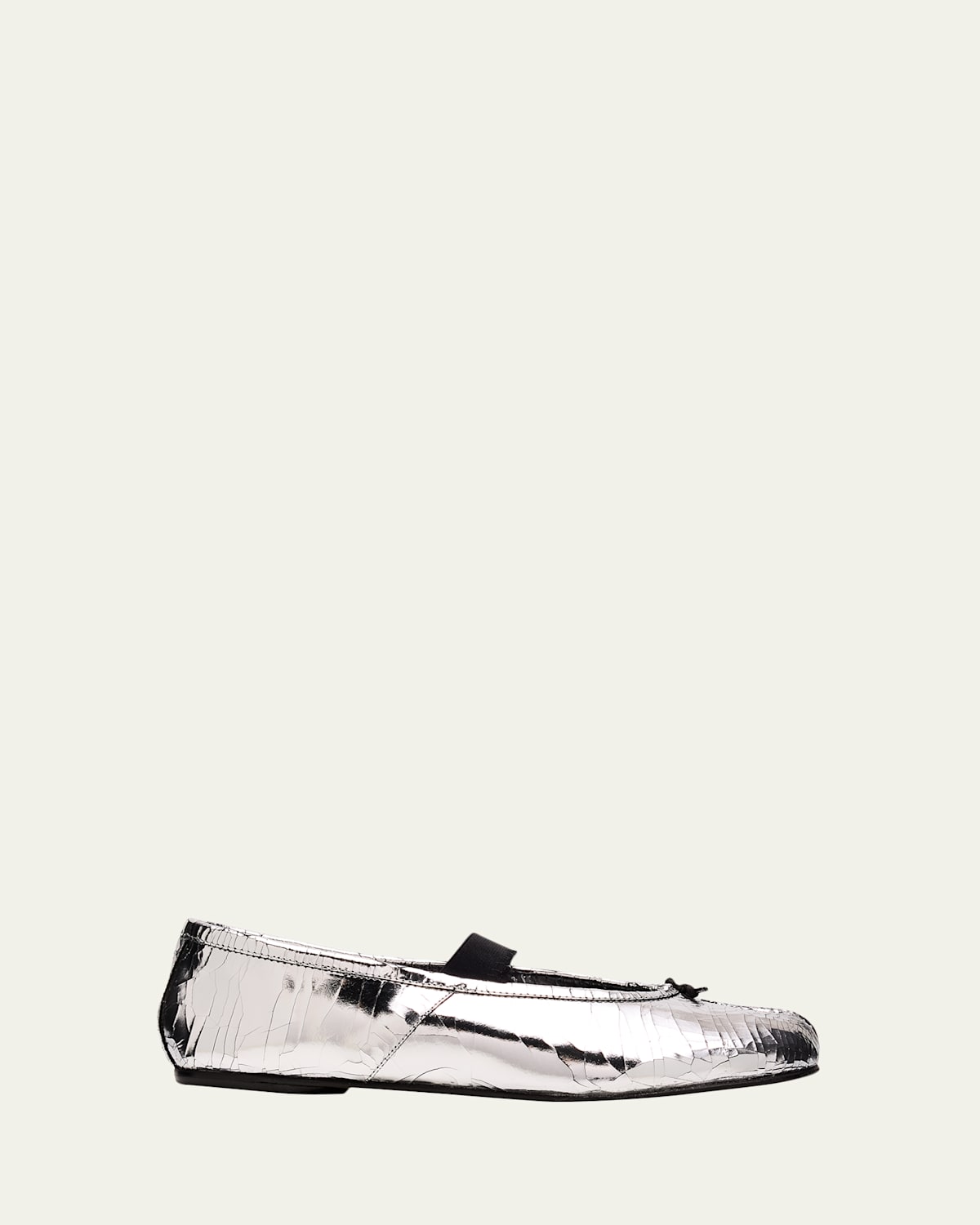 Maison Margiela Tabi Broken Mirror Leather Ballerina Flats In Metallic