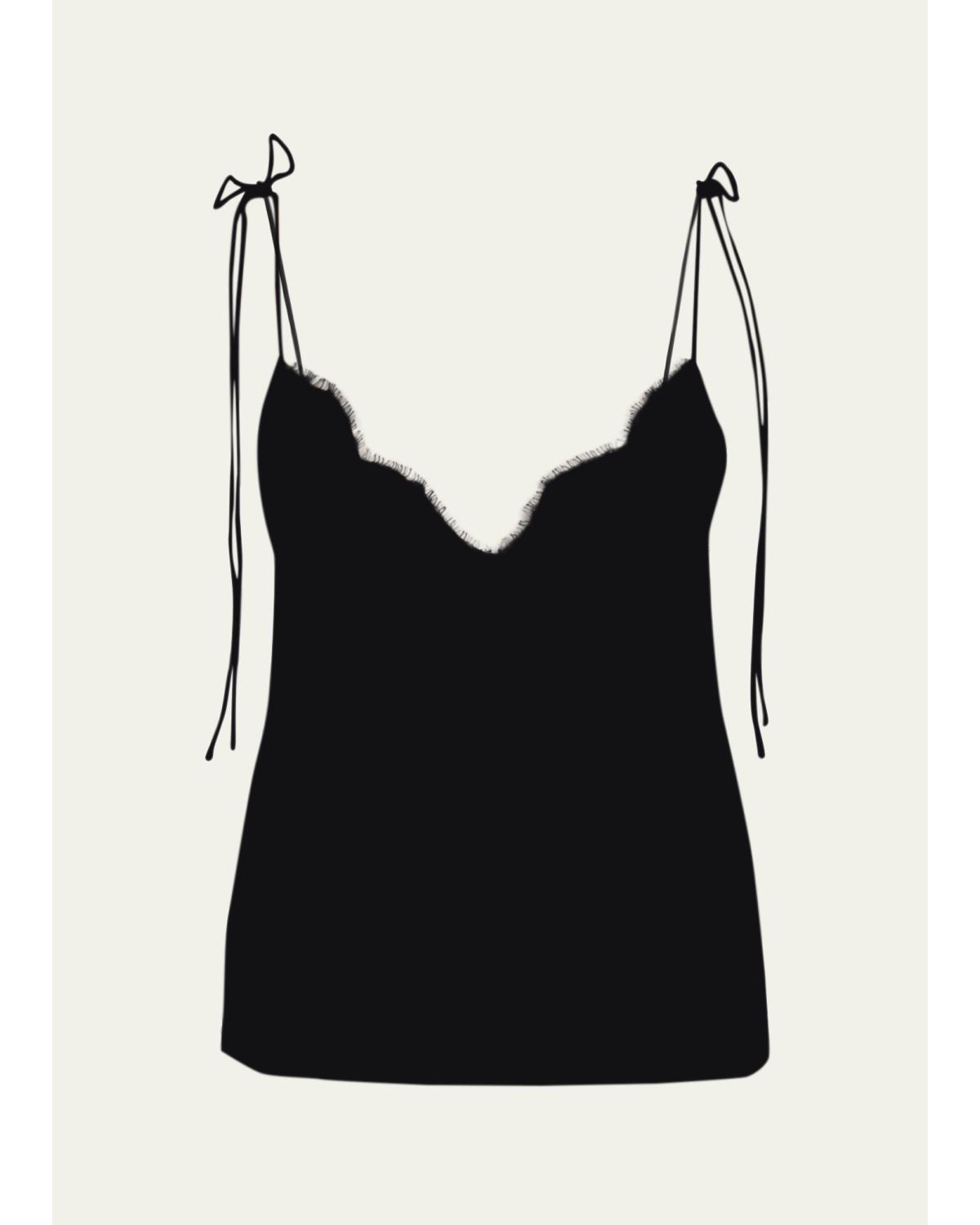 Lace-Trim Silk Cami Top