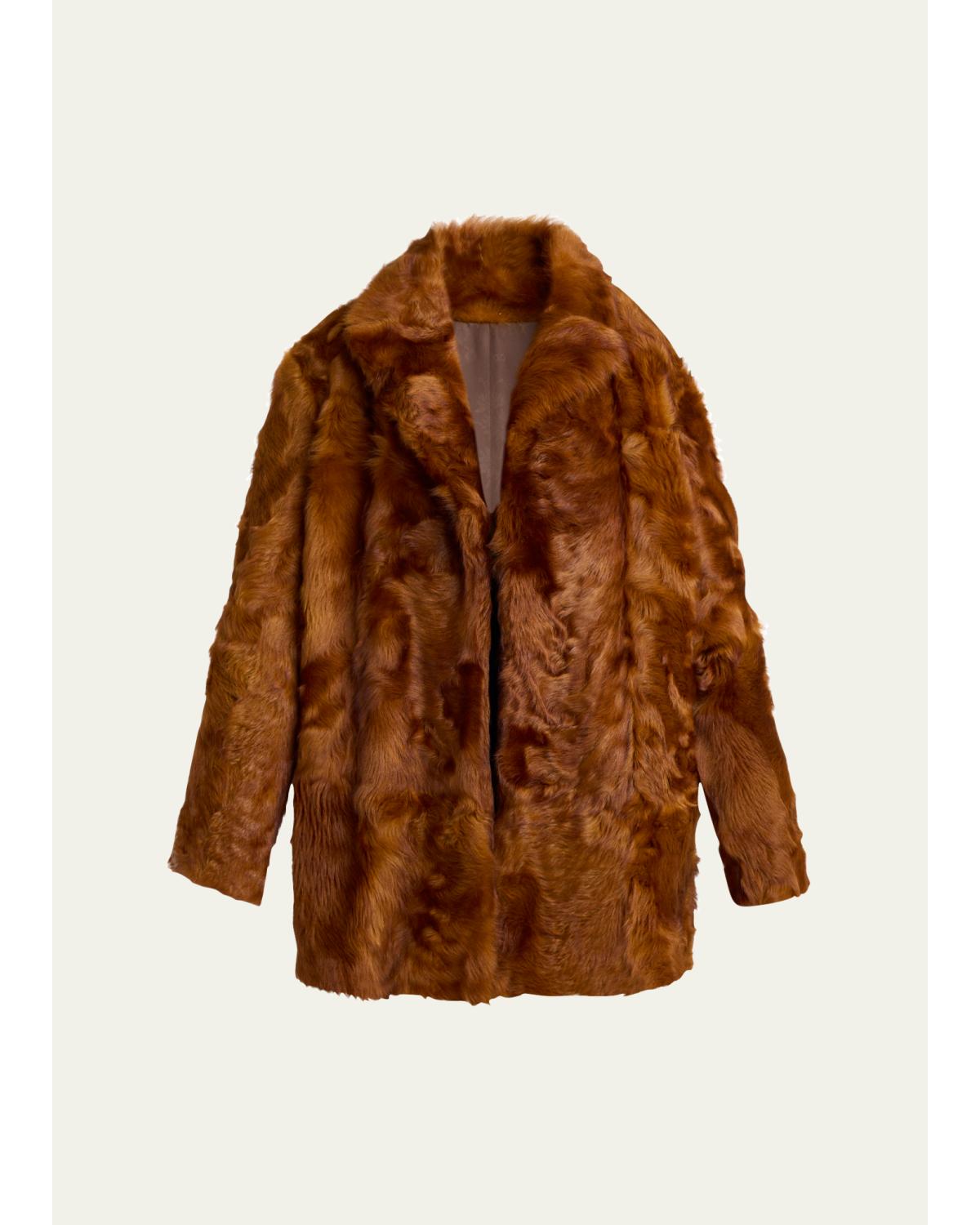 Lamb Shearling Open Coat