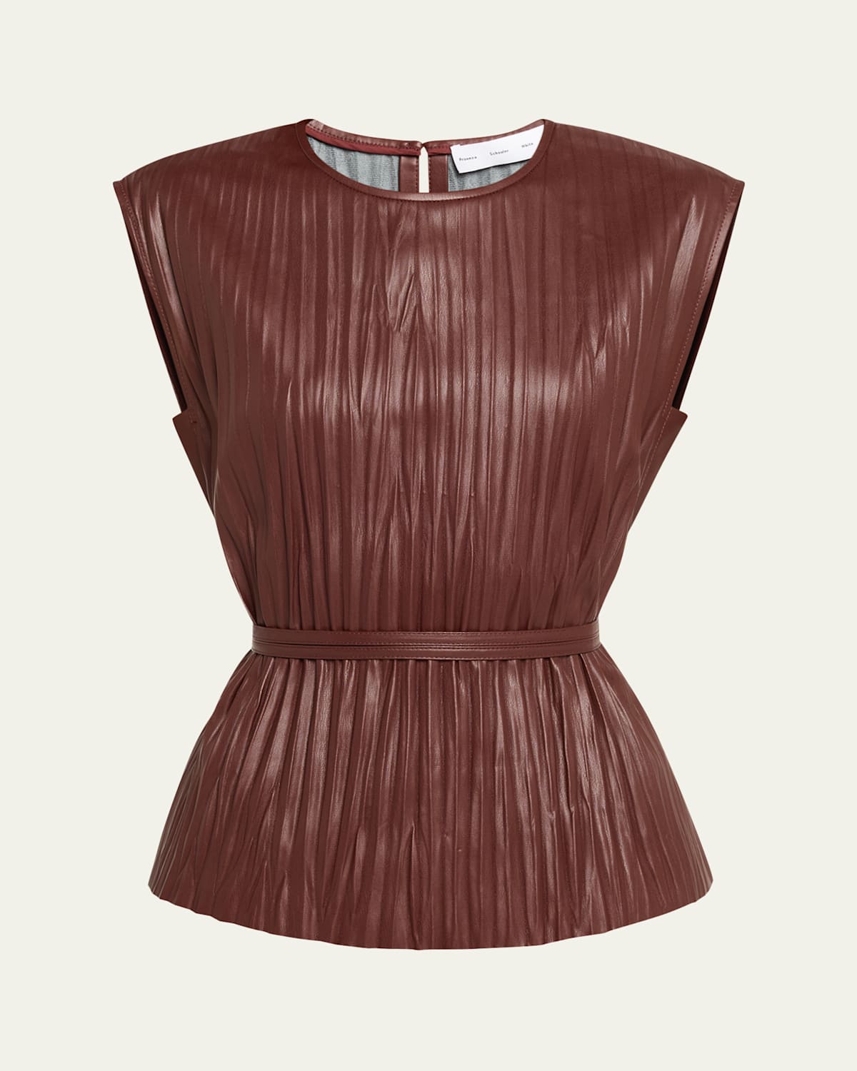 Proenza Schouler Lyra Pleated Vegan Leather Top In Brown