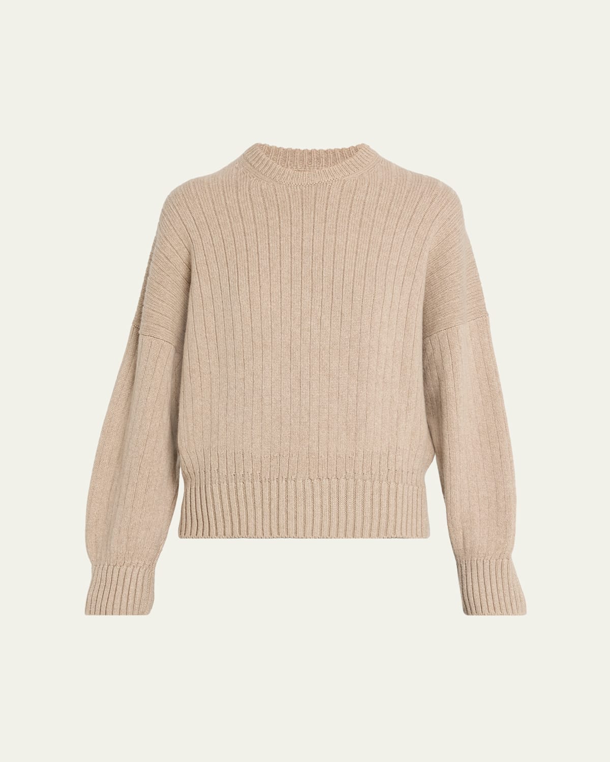 Khaite Lennox Cashmere Rib Crewneck Sweater In Neutral