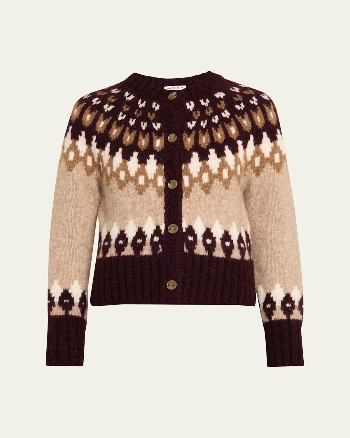 Veronica Beard Christina Fairisle Cardigan In Neutral