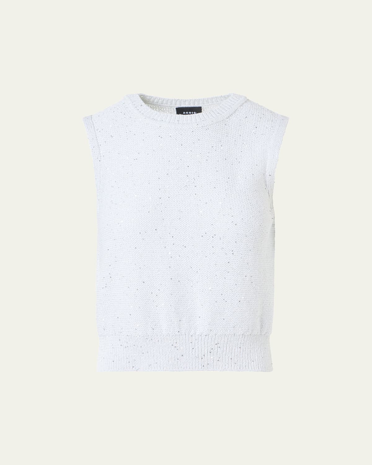 Akris Sleeveless Sequined Linen Cotton Sweater In White