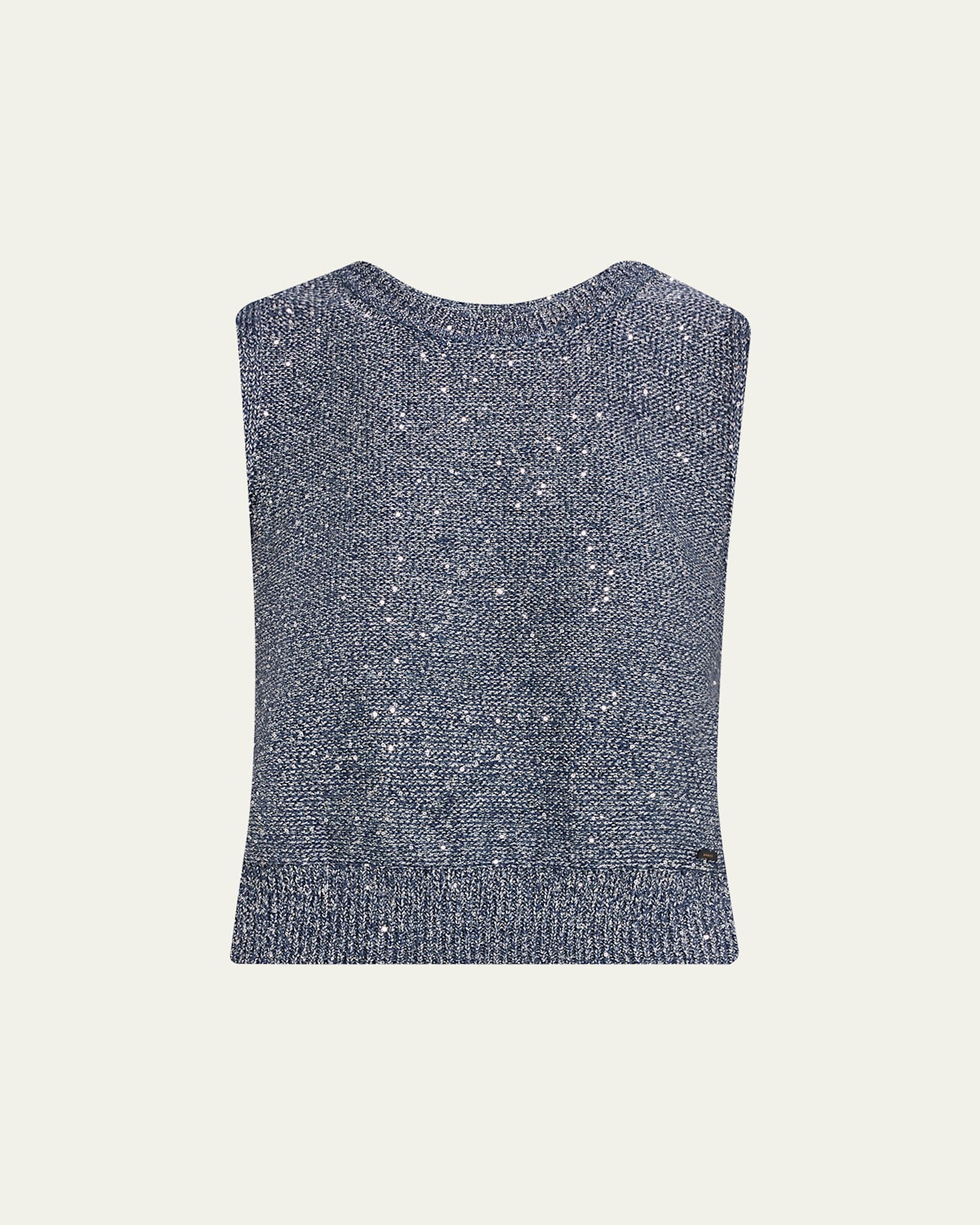 Akris Sleeveless Sequined Linen Cotton Sweater In Blue