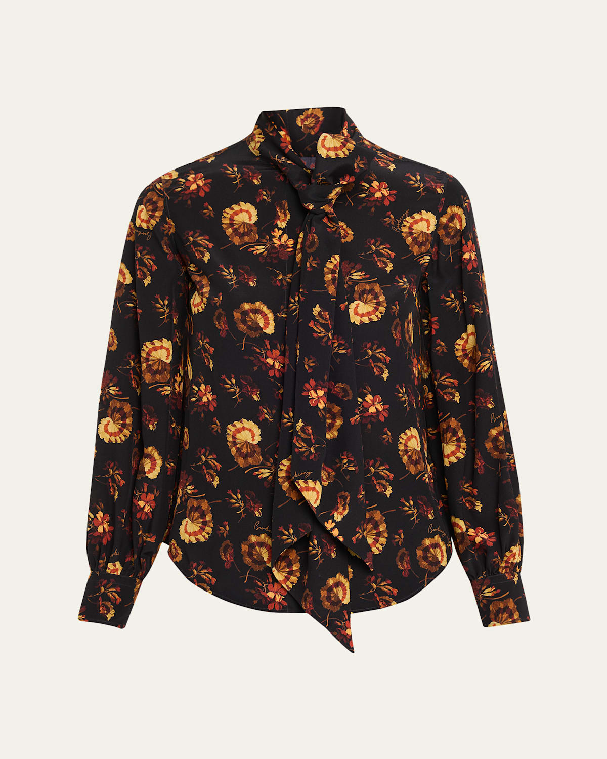 Burberry Lina Floral Silk Neck-scarf Button-down Shirt In Multi