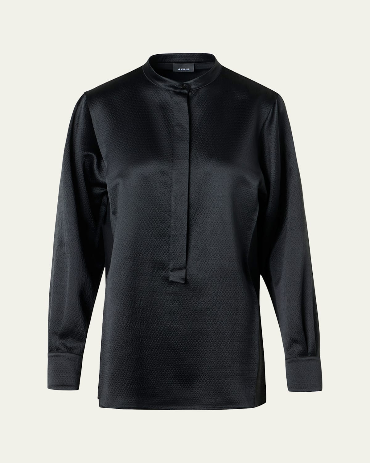 Akris Hammered Silk-wool Button-down Shirt In Black