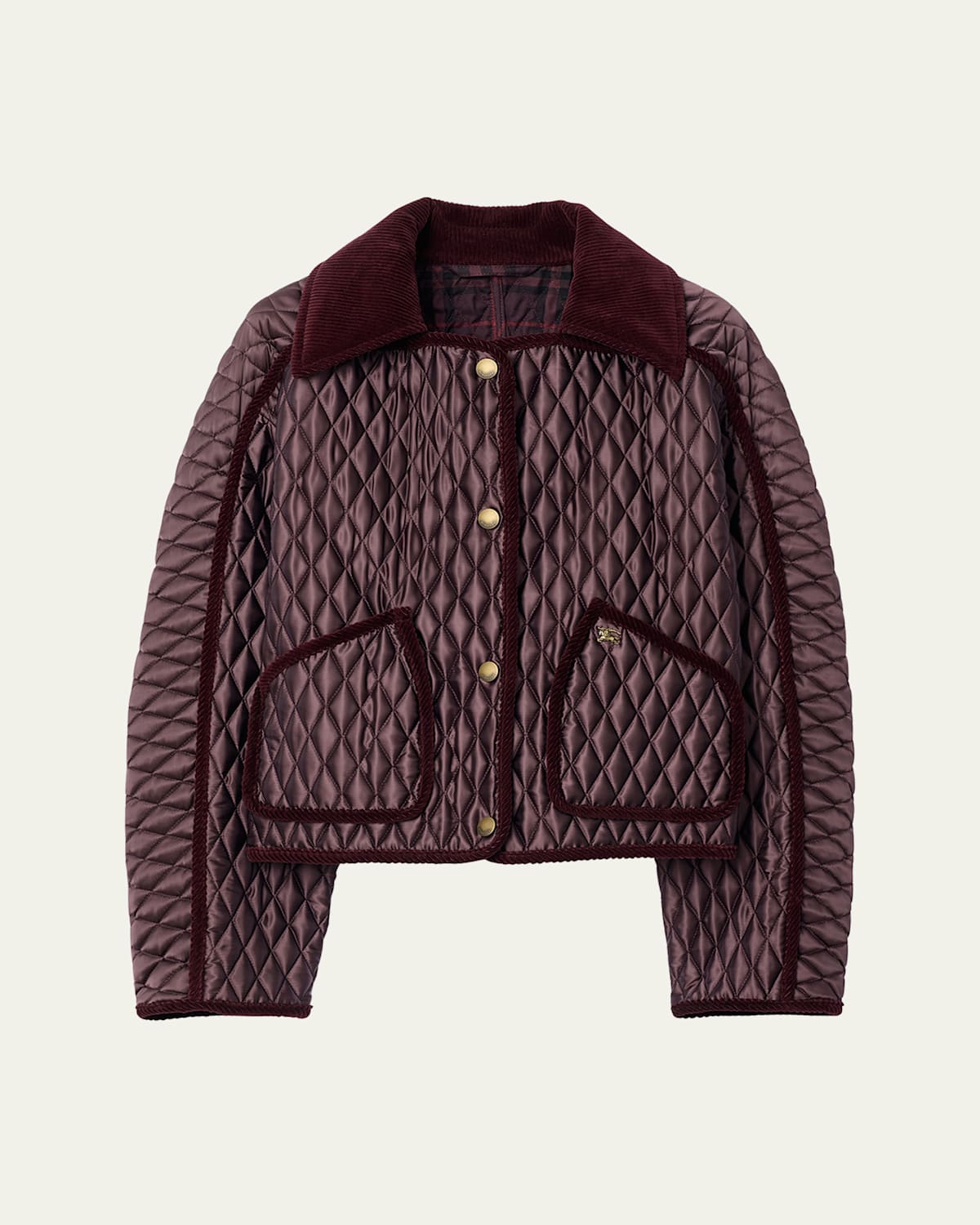 Burberry Floriston Corduroy-trim Quilted Barn Jacket In Brown