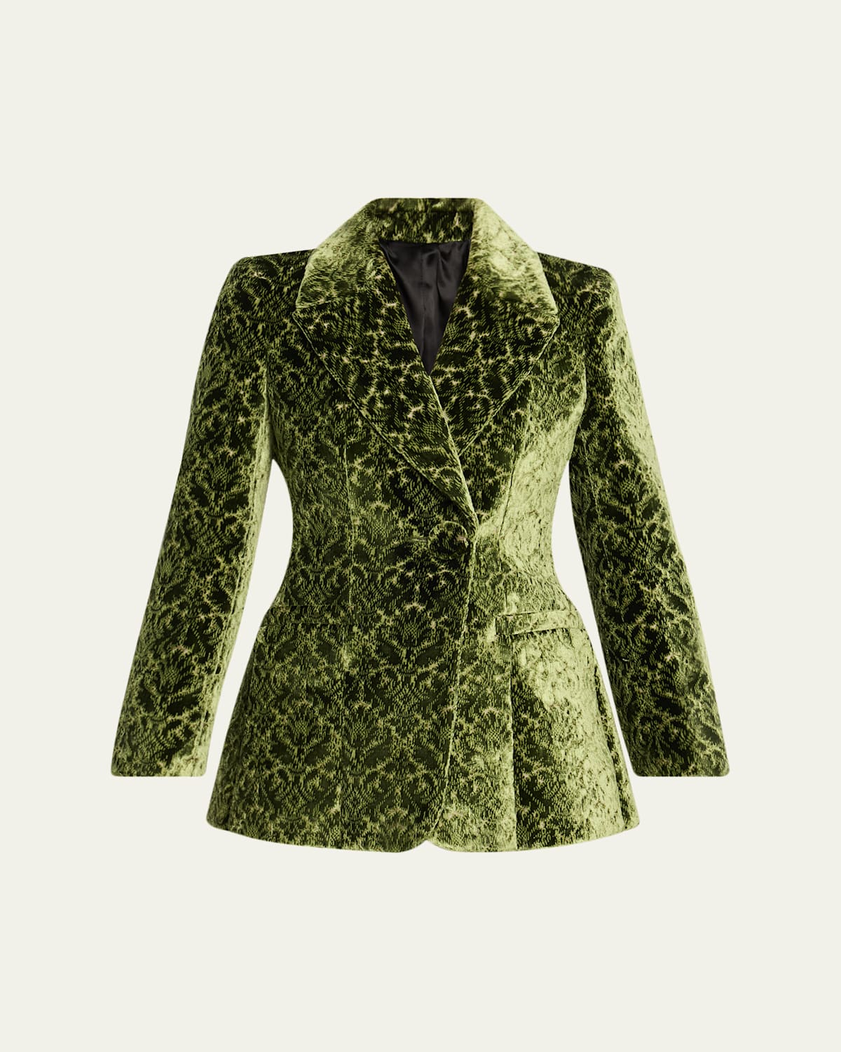 Burberry Virginia Baroque Velvet Double-breasted Jacket In Green
